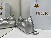 Small Dior Bow Bag Silver Laminated Lambskin - 26x16x10cm - 2
