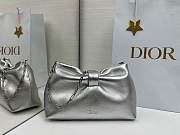 Small Dior Bow Bag Silver Laminated Lambskin - 26x16x10cm - 3