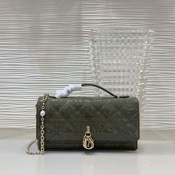 My Dior Mini Bag Olive Taupe Patent Cannage Calfskin - 21x11.5x4.5cm