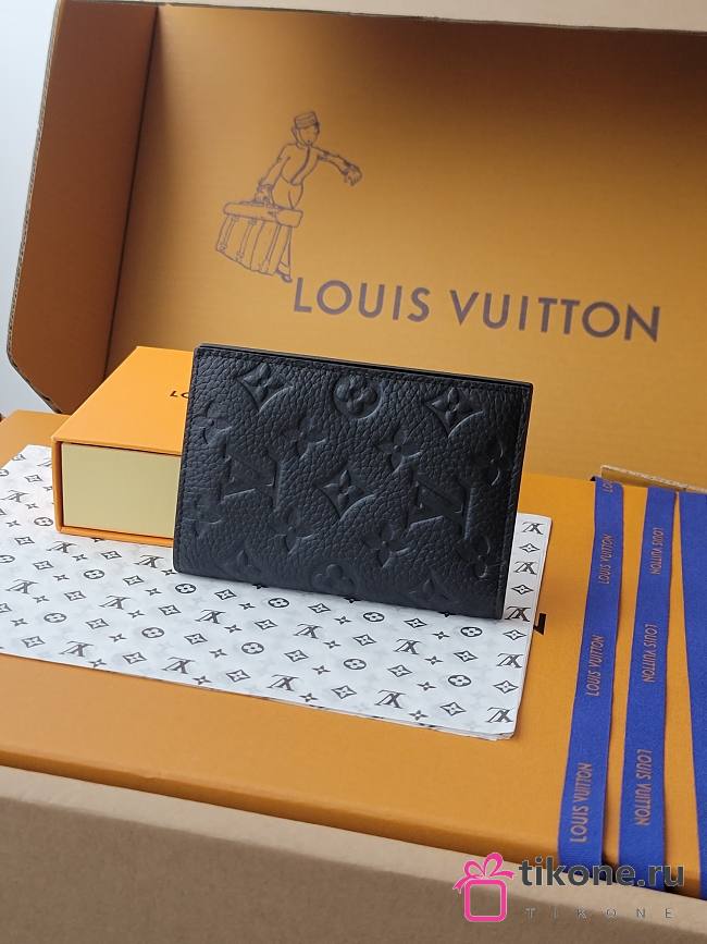LV Passport Cover Monogram Empreinte Leather Black M63914 - 14x2.5x10cm - 1