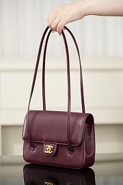 Chanel Clutch with Leather Strap Grained Shiny Calfskin & Gold-Tone Metal Red - 17x11.5x5cm - 6