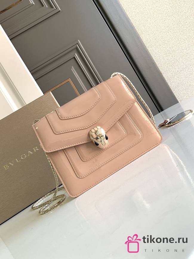 Bvlgari Serpenti Forever Small Crossbody Bag Patent Pink - 20x14x4.5cm - 1
