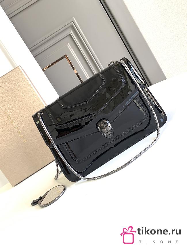 Bvlgari Serpenti Forever Crossbody Bag Patent Black - 25x17x8cm - 1