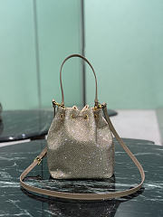 Prada Mini Crystal Studded Satin Bag Sand Beige 1BE067 - 19.5x15.5x10cm - 2