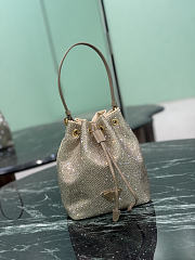 Prada Mini Crystal Studded Satin Bag Sand Beige 1BE067 - 19.5x15.5x10cm - 4