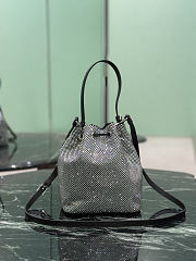 Prada Mini Crystal Studded Satin Bag Crystal 1BE067 - 19.5x15.5x10cm - 5