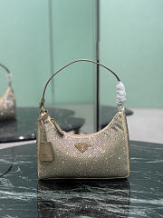 Prada Re-Edition 2005 Mini Crystal Studded Satin Bag Sand Beige 1BC204 - 22x18x6cm - 4