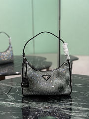 Prada Re-Edition 2005 Mini Crystal Studded Satin Bag Crystal 1BC204 - 22x18x6cm - 1