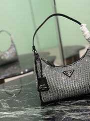 Prada Re-Edition 2005 Mini Crystal Studded Satin Bag Crystal 1BC204 - 22x18x6cm - 4