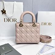 Small Lady Dior Bag with Strap Rose Soupir Cannage Lambskin - 20x18x8cm  - 6