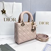 Small Lady Dior Bag with Strap Rose Soupir Cannage Lambskin - 20x18x8cm  - 4