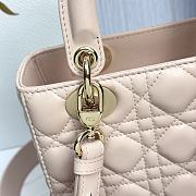 Small Lady Dior Bag with Strap Rose Soupir Cannage Lambskin - 20x18x8cm  - 3