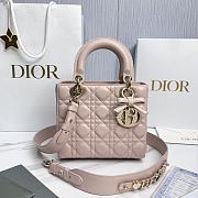 Small Lady Dior Bag with Strap Rose Soupir Cannage Lambskin - 20x18x8cm  - 2