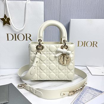 Small Lady Dior Bag with Strap Latte Cannage Lambskin - 20x18x8cm 