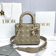 Small Lady Dior Bag with Strap Dark Beige Cannage Lambskin - 20x18x8cm  - 1