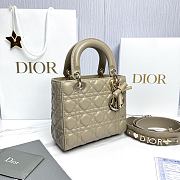 Small Lady Dior Bag with Strap Dark Beige Cannage Lambskin - 20x18x8cm  - 6