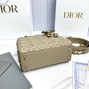 Small Lady Dior Bag with Strap Dark Beige Cannage Lambskin - 20x18x8cm  - 3