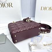 Small Lady Dior Bag with Strap Burgundy Cannage Lambskin - 20x18x8cm - 6