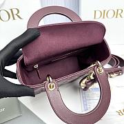 Small Lady Dior Bag with Strap Burgundy Cannage Lambskin - 20x18x8cm - 3