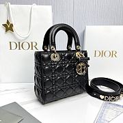 Small Lady Dior Bag with Strap Black Cannage Lambskin - 20x18x8cm - 6