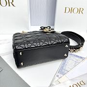 Small Lady Dior Bag with Strap Black Cannage Lambskin - 20x18x8cm - 4