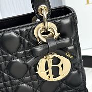 Small Lady Dior Bag with Strap Black Cannage Lambskin - 20x18x8cm - 2