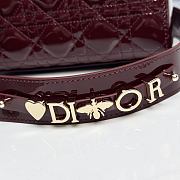 Small Lady Dior Bag with Strap Burgundy Patent Cannage Calfskin - 20x18x8cm - 5