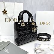Small Lady Dior Bag with Strap Black Patent Cannage Calfskin - 20x18x8cm - 6