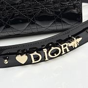 Small Lady Dior Bag with Strap Black Patent Cannage Calfskin - 20x18x8cm - 4