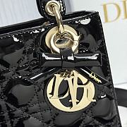 Small Lady Dior Bag with Strap Black Patent Cannage Calfskin - 20x18x8cm - 3
