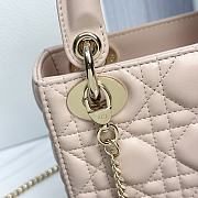 Mini Lady Dior Bag with Chain Rose Soupir Cannage Lambskin - 17x15x7cm - 6