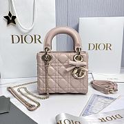 Mini Lady Dior Bag with Chain Rose Soupir Cannage Lambskin - 17x15x7cm - 5