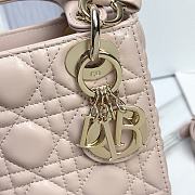 Mini Lady Dior Bag with Chain Rose Soupir Cannage Lambskin - 17x15x7cm - 3