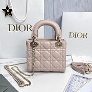 Mini Lady Dior Bag with Chain Rose Soupir Cannage Lambskin - 17x15x7cm - 4