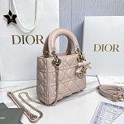 Mini Lady Dior Bag with Chain Rose Soupir Cannage Lambskin - 17x15x7cm - 2