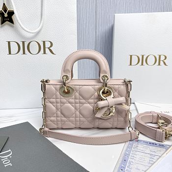 Dior Mini Lady D-Joy Bag Rose Soupir Cannage Lambskin - 19x10.5x5.5cm