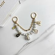 Dior Bag Charm Short Gold-Finish Metal White Resin Pearls 20cm (bills over $500) - 1