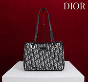 Small Shopping Bag Blue Dior Oblique Jacquard - 27x19x13.5cm - 1