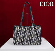 Small Shopping Bag Blue Dior Oblique Jacquard - 27x19x13.5cm - 4