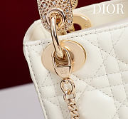 Mini Lady Dior Bag with Crystal Handle Cannage Lambskin White - 17x15x7cm - 4
