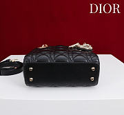 Mini Lady Dior Bag with Crystal Handle Cannage Lambskin Black - 17x15x7cm - 5