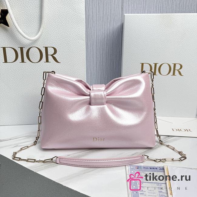 Small Dior Bow Bag Pink Iridescent Lambskin - 26x16x10cm - 1