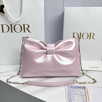 Small Dior Bow Bag Pink Iridescent Lambskin - 26x16x10cm