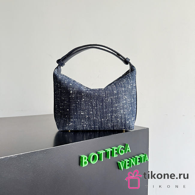 Bottega Veneta Wallace in Denim Boucle Navy/White/Space - 22x13x9cm - 1