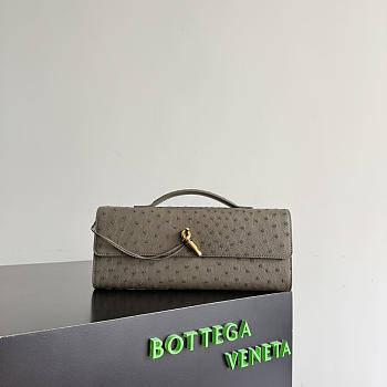 Bottega Veneta Andiamo Clutch in Ostrich Leather Pickle - 31x13x3cm