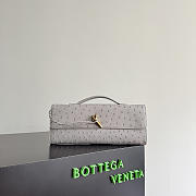 Bottega Veneta Andiamo Clutch in Ostrich Leather Sterling - 31x13x3cm - 1
