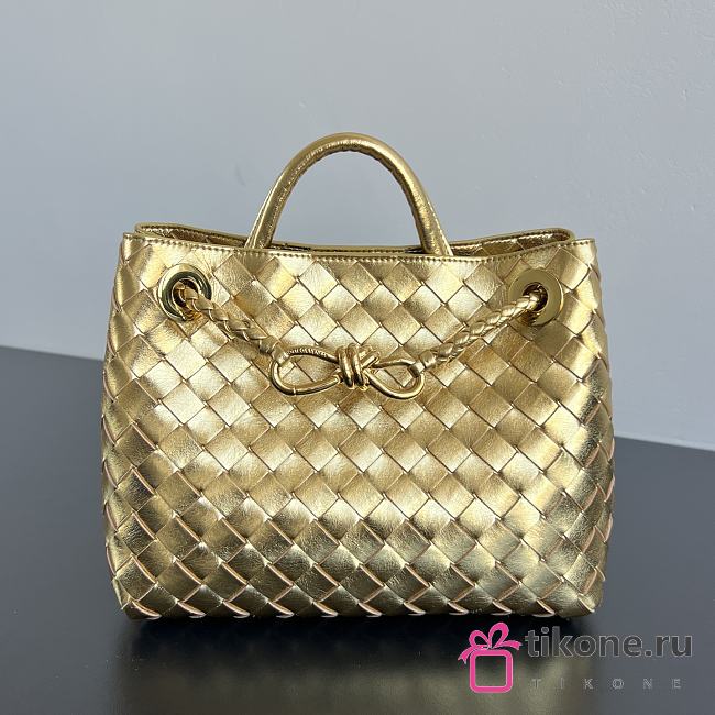 Bottega Veneta Small Andiamo Foggy Mirror Leather Gold - 25x20x10cm - 1