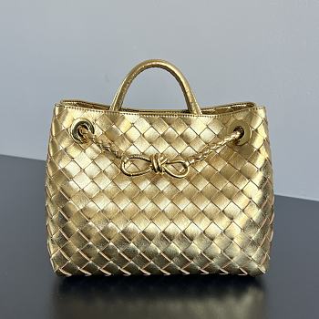 Bottega Veneta Small Andiamo Foggy Mirror Leather Gold - 25x20x10cm