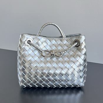 Bottega Veneta Small Andiamo Foggy Mirror Leather Silver - 25x20x10cm