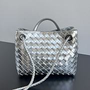Bottega Veneta Small Andiamo Foggy Mirror Leather Silver - 25x20x10cm - 2